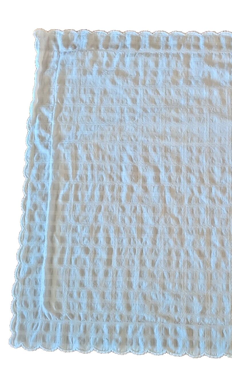 Pratesi basket weave cotton jacquard euro sham with embroidered scallop edge